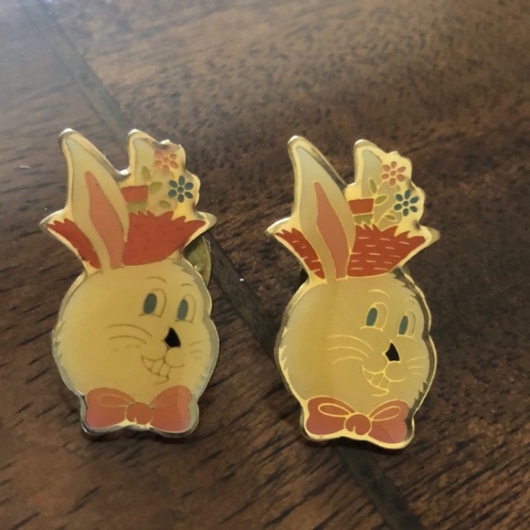 swis | Jewelry | Vintage Rabbit Enamel Pins Love Bunnies Pins | Poshmark